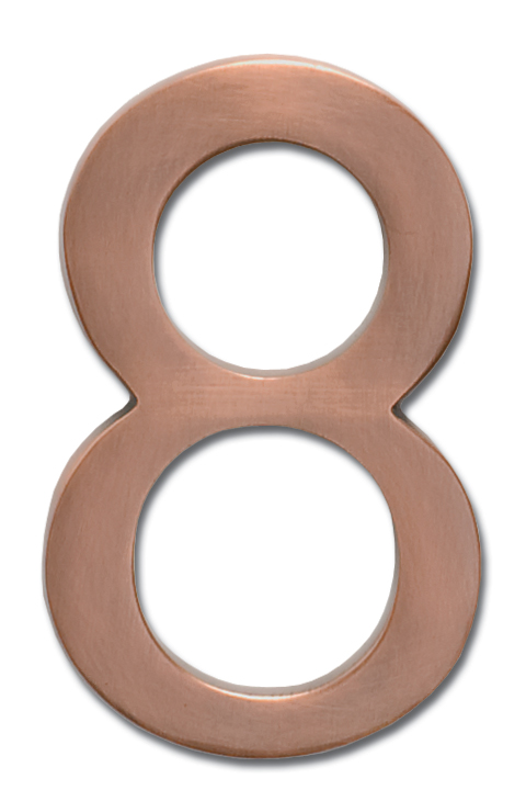 3582ac Number 8 Solid Cast Brass 4 Inch Floating House Number Antique Copper "8"