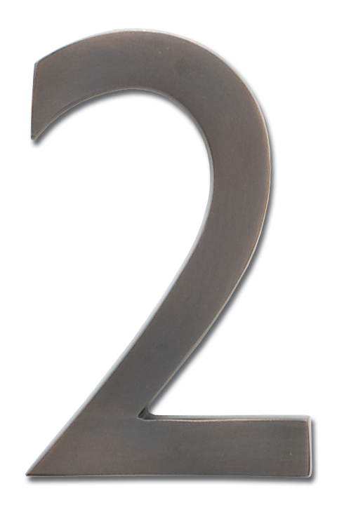 3582dc Number 2 Solid Cast Brass 4 Inch Floating House Number Dark Aged Copper "2"