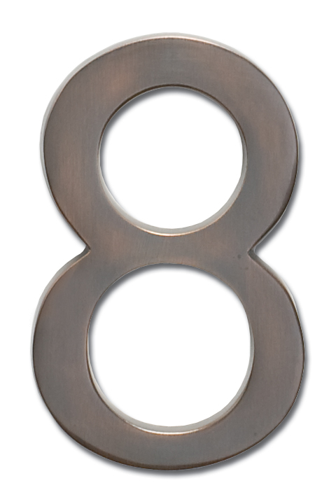 3582dc Number 8 Solid Cast Brass 4 Inch Floating House Number Dark Aged Copper "8"