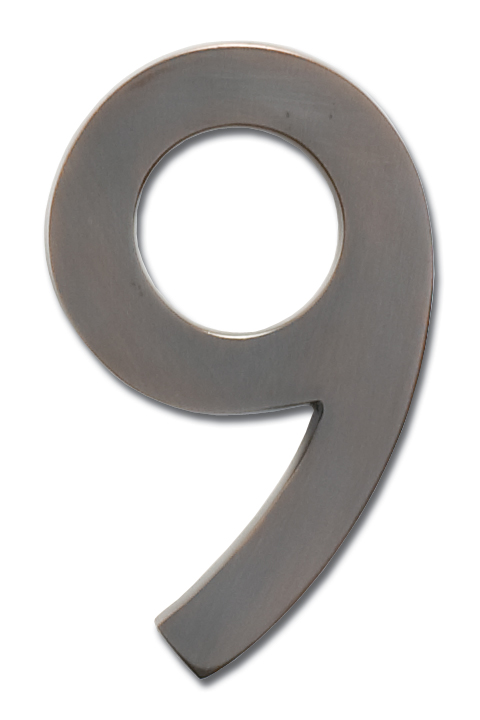 3582dc Number 9 Solid Cast Brass 4 Inch Floating House Number Dark Aged Copper "9"