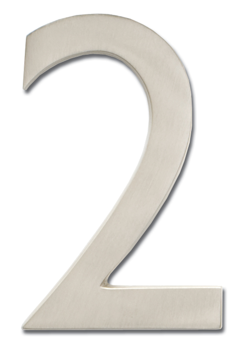 3582sn Number 2 Solid Cast Brass 4 Inch Floating House Number Satin Nickel "2"