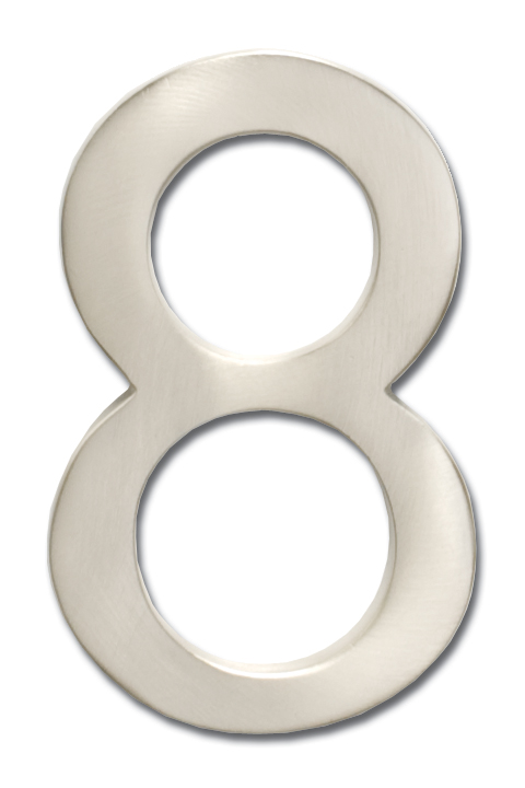 3582sn Number 8 Solid Cast Brass 4 Inch Floating House Number Satin Nickel "8"