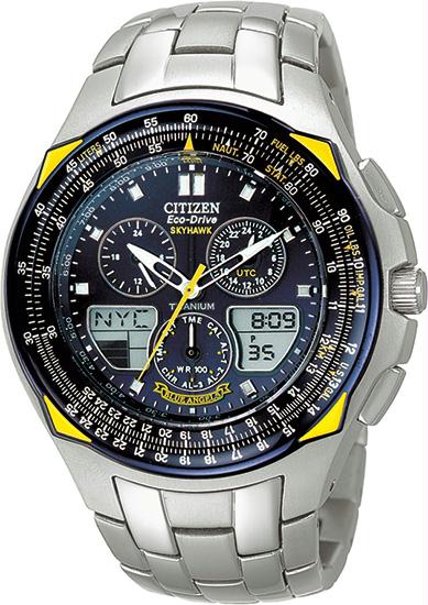 Men and apos;s Skyhawk Blue Angels Flight Chronograph Titanium Pilot Watch