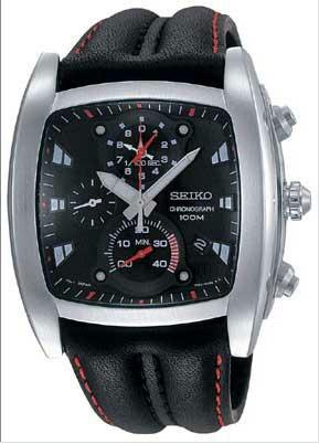 Men and apos;s Advanced Chronograph Timer Black Dial Black Leather Strap