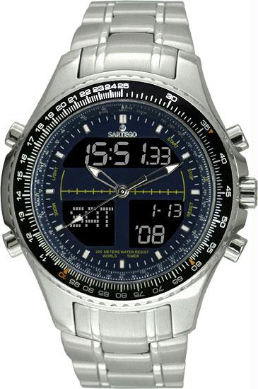 Men and apos;s Digital Alarm Chronograph World Time Blue Dial