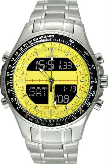 Men and apos;s Digital Alarm Chronograph World Time Yellow Dial