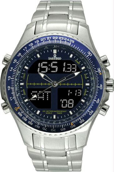 Men and apos;s Digital Alarm Chronograph World Time Blue Dial