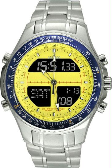Men and apos;s Digital Alarm Chronograph World Time Yellow Dial