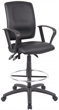 Multi-Function Leatherplus Drafting Stool With Loop Arms