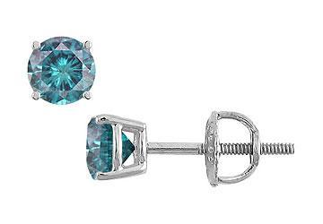 Elite Jewelry 5928662 Blue Diamond Stud Earrings 14K White Gold 0.50 CT Diamonds