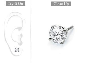 Elite Jewelry 5340872 Mens 14K White Gold Round Diamond Stud Earring 0.75 CT. TW.