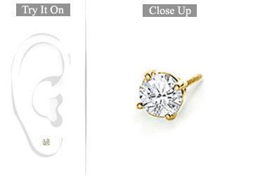 Elite Jewelry 5340881 Mens 14K Yellow Gold Round Diamond Stud Earring 0.25 CT. TW.