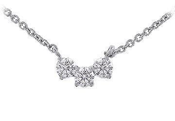 Elite Jewelry 5340477 Three Stone Diamond Necklace 14K white Gold 1.00 CT Diamonds
