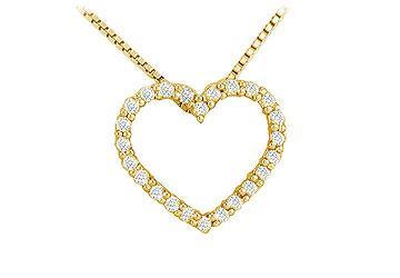 Elite Jewelry 5341943 Diamond Heart Pendant- 14K Yellow Gold- 0.25 CT Diamonds