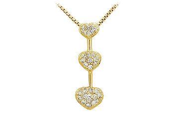 Elite Jewelry 5341947 Diamond Heart Pendant- 14K Yellow Gold- 0.25 CT Diamonds