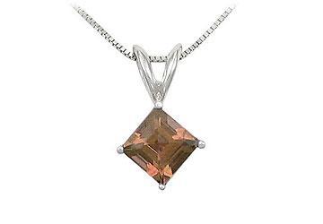 Fine Jewelry Vault 5342148 Smoky Topaz Solitaire Pendant 14K White Gold 1.00 CT TGW