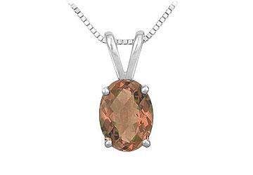 Fine Jewelry Vault 5342201 Smoky Topaz Solitaire Pendant 14K White Gold 1.00 CT TGW