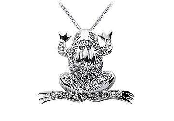 Elite Jewelry 5342414 Diamond Frog Pendant 14K White Gold 1.00 CT Diamonds