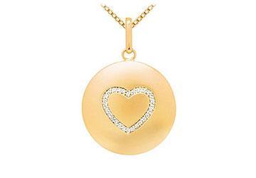 Elite Jewelry 5521557 Diamond Heart Disc Pendant- 14K Yellow Gold- 0.15 CT Diamonds