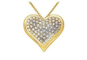Elite Jewelry 5521929 Diamond Heart Pendant- 14K Yellow Gold- 1.25 CT Diamonds