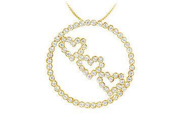 Elite Jewelry 5521938 Diamond Circle and Heart Pendant- 14K Yellow Gold- 1.25 CT Diamonds