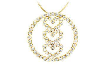Elite Jewelry 5521939 Diamond Circle and Heart Pendant- 14K Yellow Gold- 1.00 CT Diamonds