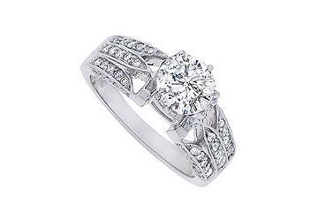 Elite Jewelry 6292318 Diamond Engagement Ring 14K White Gold 1.00 CT Diamonds Ring Size 10.0