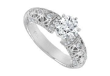 Elite Jewelry 6292470 Diamond Engagement Ring 14K White Gold 1.00 CT Diamonds Ring Size 7.0