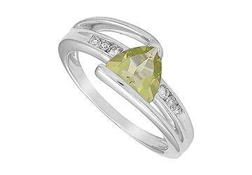 Elite Jewelry 6293413 Lemon Quartz and Diamond Ring 14K White Gold 1.25 CT TGW Ring Size 9.0