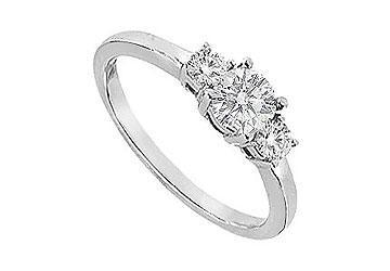 Elite Jewelry 6296493 Three Stone Diamond Engagement Ring 14K White Gold 0.75 CT Diamonds Ring Size 9.5
