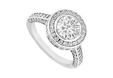 Elite Jewelry 6297592 Diamond Engagement Ring 14K White Gold 1.50 CT Diamonds Ring Size 10.0