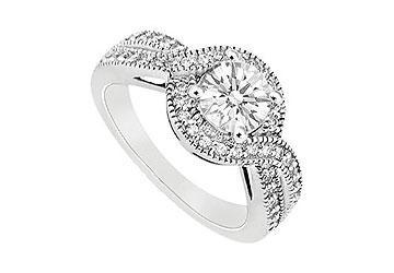 Elite Jewelry 6302621 Diamond Engagement Ring 14K White Gold 1.00 CT Diamonds Ring Size 8.0