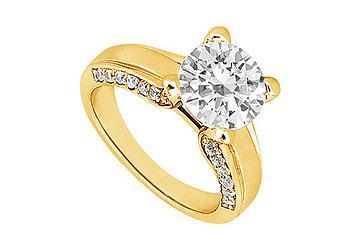 Elite Jewelry 6304017 Diamond Engagement Ring- 14K Yellow Gold- 1.00 CT Diamonds- Ring Size 4.0