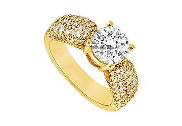 Elite Jewelry 6304035 Diamond Engagement Ring- 14K Yellow Gold- 1.00 CT Diamonds- Ring Size 6.5