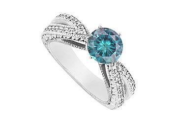 Elite Jewelry 6305895 Blue Diamond Engagement Ring 14K White Gold 1.00 CT Diamonds Ring Size 5.0