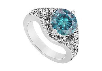 Elite Jewelry 6306441 Blue Diamond Engagement Ring 14K White Gold 0.75 CT Diamonds Ring Size 5.0