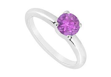 Elite Jewelry 6311551 Amethyst Ring 14K White Gold 1.00 CT TGW Ring Size 7.0