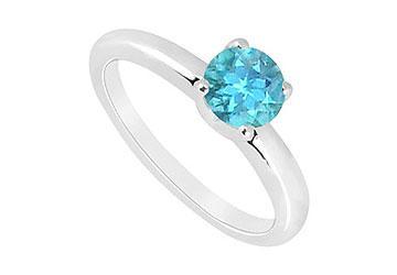 Elite Jewelry 6311627 Blue Topaz Ring 14K White Gold 1.00 CT TGW Ring Size 6.0