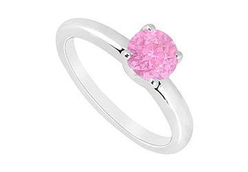 Elite Jewelry 6311656 Pink Topaz Ring 14K White Gold 1.00 CT TGW Ring Size 7.5