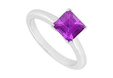 Elite Jewelry 6312228 Amethyst Ring 14K White Gold 0.75 CT TGW Ring Size 7.5