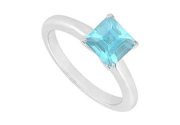 Elite Jewelry 6312380 Aquamarine Ring 14K White Gold 0.75 CT TGW Ring Size 5.5