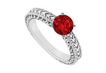 Elite Jewelry 6318874 Ruby Ring 14K White Gold 0.50 CT TGW Ring Size 9.5