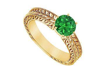 Elite Jewelry 6318932 Emerald Ring 14K Yellow Gold 0.50 CT TGW Ring Size 6.0