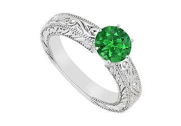Elite Jewelry 6319210 Emerald Ring 14K White Gold 0.50 CT TGW Ring Size 8.5