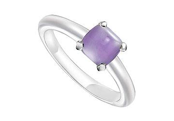 Elite Jewelry 7512139 Blue Chalcedony Ring 14K White Gold 5.00 CT TGW Ring Size 7.0