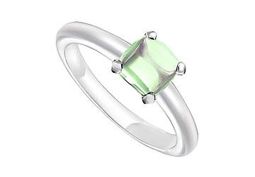 Elite Jewelry 7512157 Green Chalcedony Ring 14K White Gold 5.00 CT TGW Ring Size 9.5
