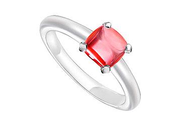 Elite Jewelry 7512189 Red Chalcedony Ring 14K White Gold 5.00 CT TGW Ring Size 6.0