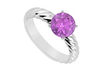Elite Jewelry 7515228 Amethyst Ring 14K White Gold 1.00 CT TGW Ring Size 5.0