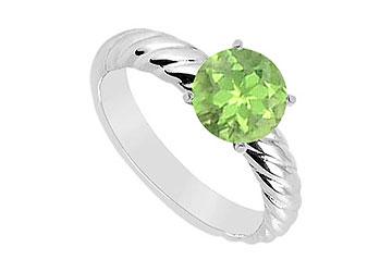 Elite Jewelry 7515301 Peridot Ring 14K White Gold 1.00 CT TGW Ring Size 9.0