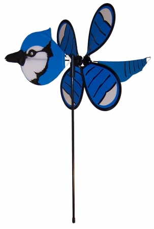 Itb2818 Blue Jay Baby Bird Spinning Garden Stake